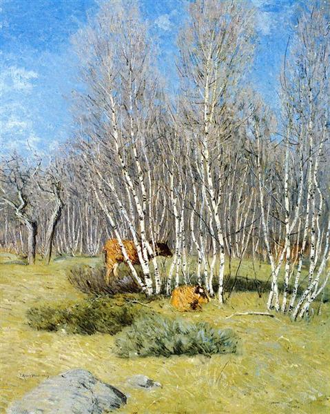 The Birches by Julian Alden Weir Impressionism Art dated 1903