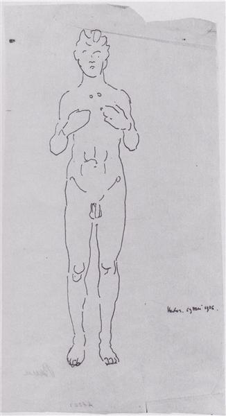 Character study by Ferdinand Hodler Art Nouveau (Modern) Art dated 1906