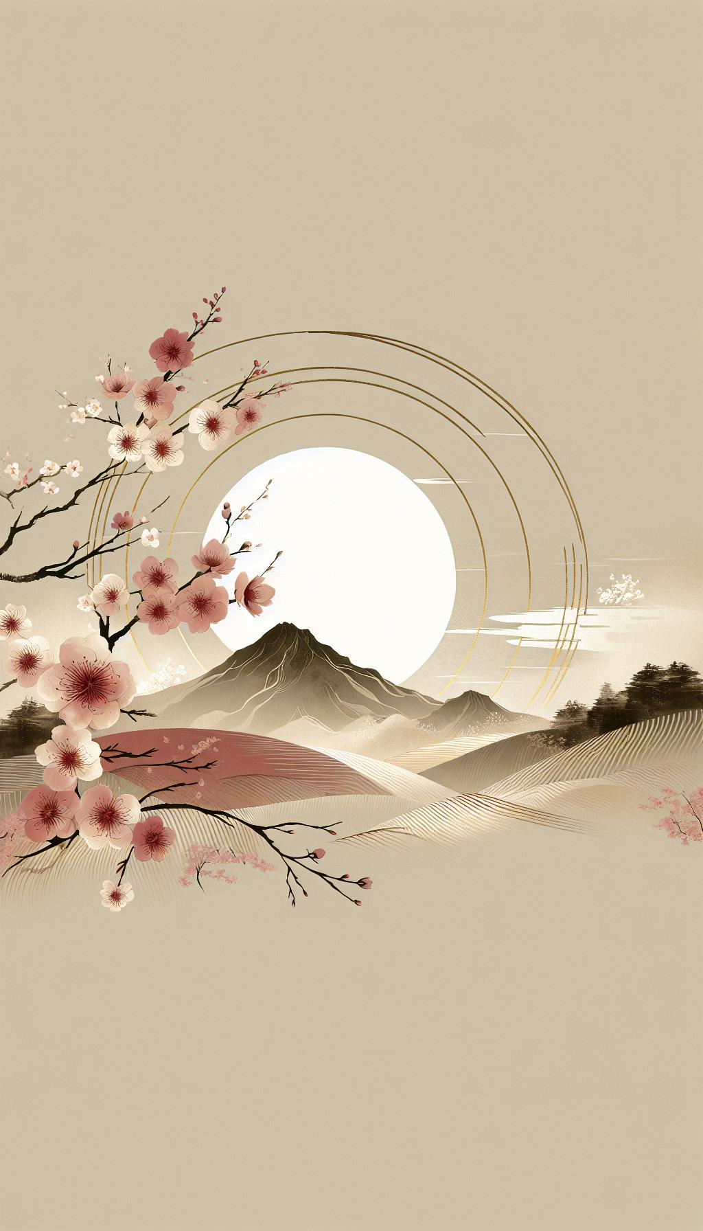 Luminiscent Amrita: Japanese Sunrise Watercolor