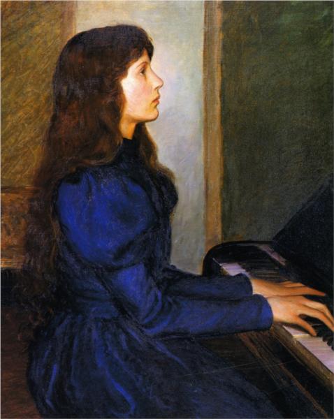 Playing by Heart by Lilla Cabot Perry Impressionism Art dated 1897