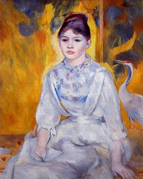 Young Woman with Crane by Pierre-Auguste Renoir Impressionism Art dated 1886