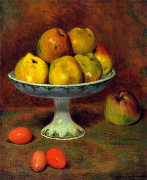 Apples and red eggs by Federico Zandomeneghi Impressionism Art dated 1916