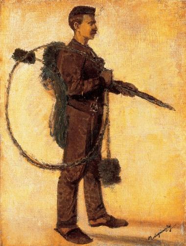 Chimney-sweeper (Carrier of Luck) by Laszlo Mednyanszky Realism Art dated 1918