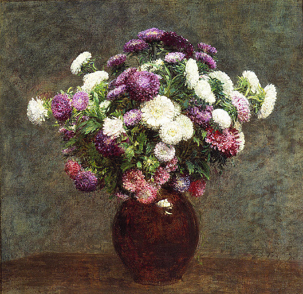 Asters in a Vase by Henri Fantin-Latour Realism Art dated 1875