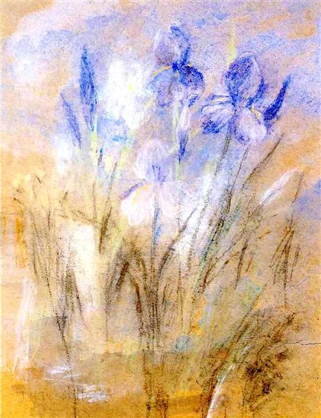 Irises by John Henry Twachtman Tonalism Art dated 1896