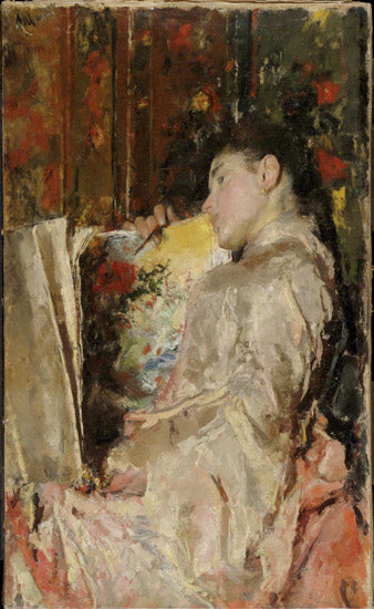 Woman with an Album by Antonio Mancini Verism Art dated 1888