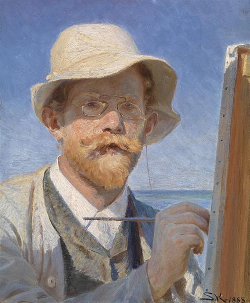 Self-Portrait by Peder Severin Kroyer Impressionism Art dated 1888