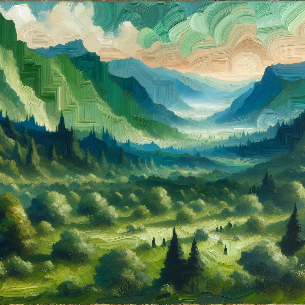 Verdantia Serenitatis: Exquisite Green Marble Landscape Oilpainting