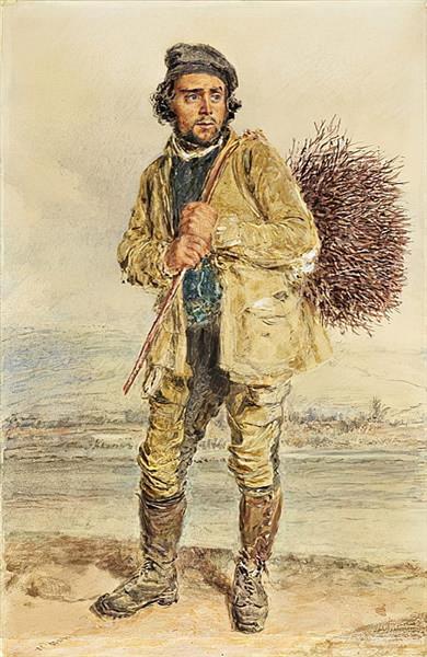 The broom gatherer by William Henry Hunt Naturalism Art dated 1830