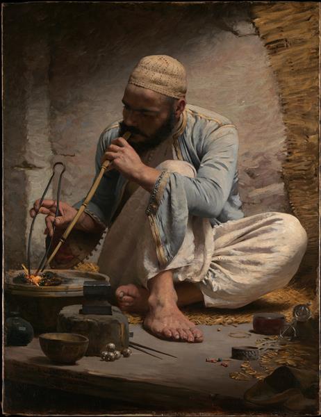 The Arab Jeweller by Charles Sprague Pearce Orientalism Art dated 1882