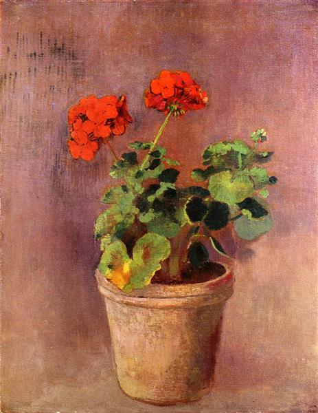 The Pot of Geraniums by Odilon Redon Realism Art dated 1910