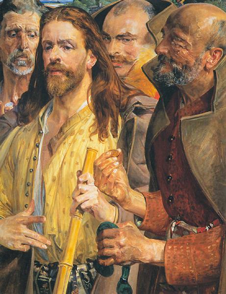 The Tribute Money (triptych) middle by Jacek Malczewski Art Nouveau (Modern) Art