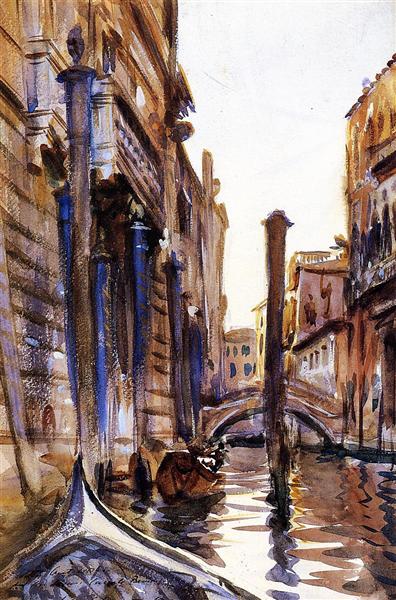 Side Canal in Venice by John Singer Sargent Impressionism Art dated 1902