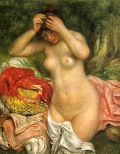 Bather Arranging her Hair by Pierre-Auguste Renoir Impressionism Art dated 1893