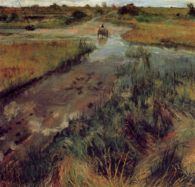 Swollen Stream at Shinnecock by William Merritt Chase Impressionism Art dated 1895