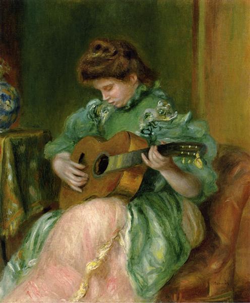 Woman with a guitar by Pierre-Auguste Renoir Impressionism Art dated 1897