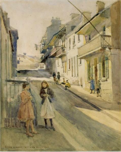 Clyde St, Miller&#39;s Point by Julian Ashton Impressionism Art dated 1901