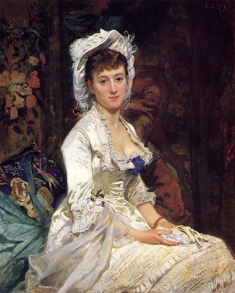 Portrait of a Woman in White by Eva Gonzales Impressionism Art dated 1879