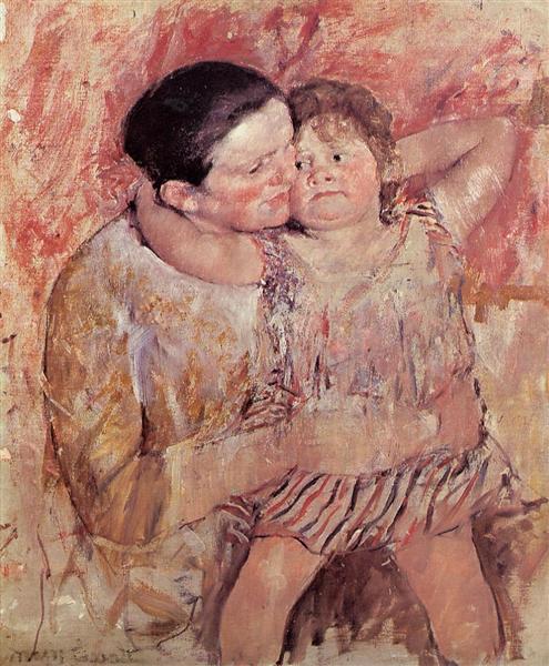 Woman and Child by Mary Cassatt Impressionism Art dated 1888