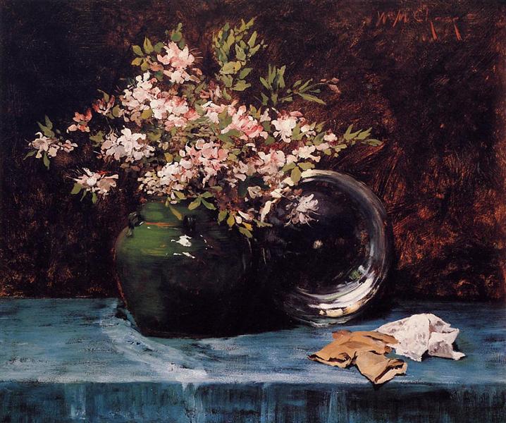 Azaleas by William Merritt Chase Impressionism Art dated 1882