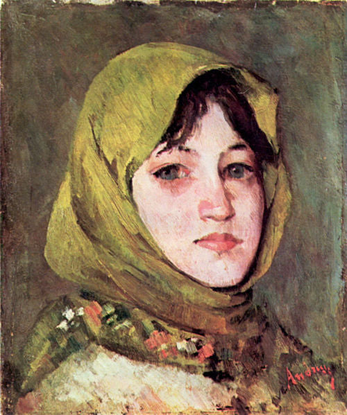 Peasant Woman with Green Headscarf by Ion Andreescu Impressionism Art