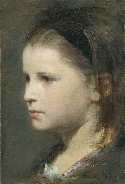 Head of a Young Girl by Henri Fantin-Latour Realism Art dated 1870