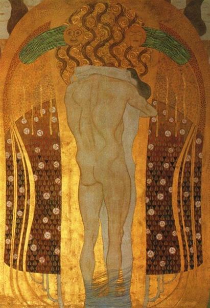 Hymn to Joy. Detail from Beethoven Frieze by Gustav Klimt Art Nouveau (Modern) Art dated 1902