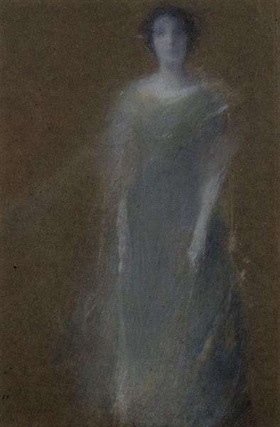 Unknown Woman by Thomas Dewing Tonalism Art dated 1890