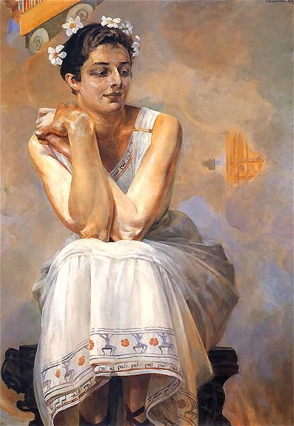 Pythia by Jacek Malczewski Art Nouveau (Modern) Art dated 1917