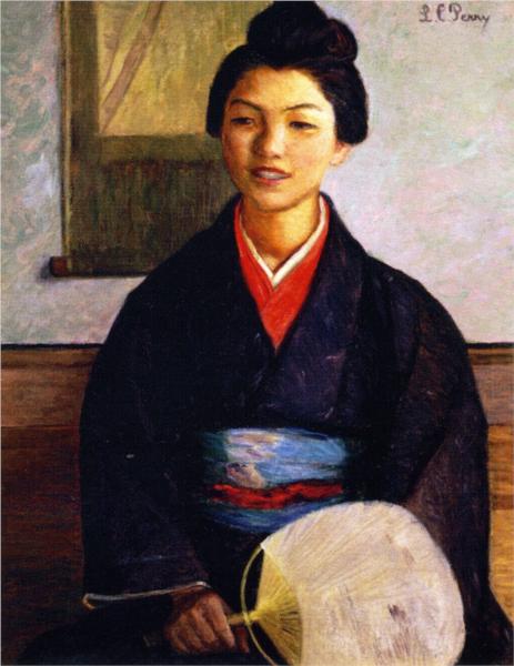 Japanese Girl by Lilla Cabot Perry Impressionism Art dated 1899