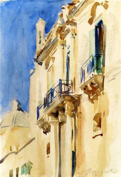 Fa&#231;ade of a Palazzo, Girgente, Sicily by John Singer Sargent Impressionism Art dated 1901