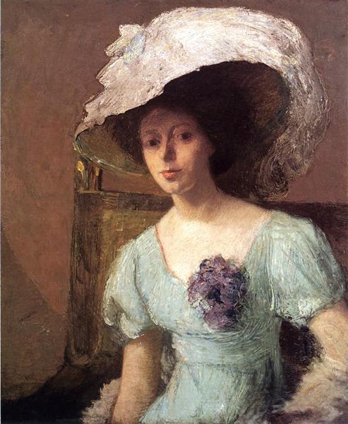 The Blue Gown by Julian Alden Weir Impressionism Art dated 1907