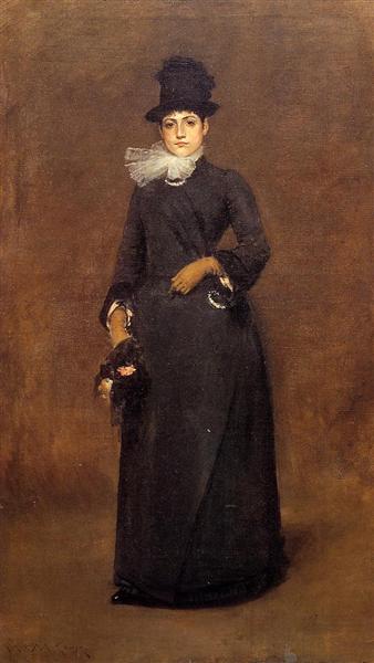 Ready for a Walk Beatrice Clough Bachmann by William Merritt Chase Impressionism Art dated 1885