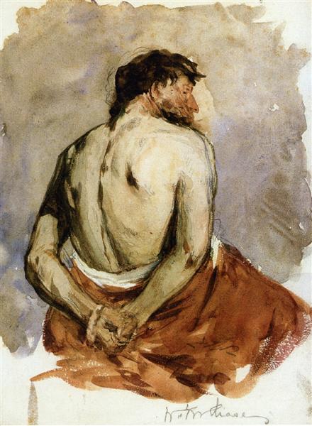 Back of a Male Figure by William Merritt Chase Impressionism Art dated 1885