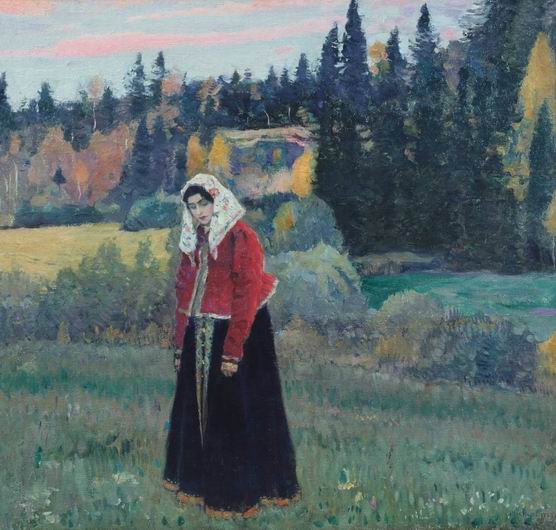 Alenushka by Mikhail Nesterov Symbolism Art dated 1925