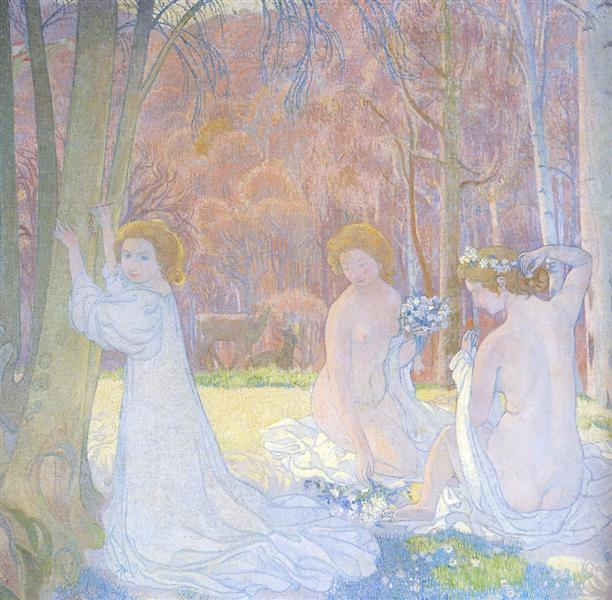 Figures In A Spring Landscape by Maurice Denis Symbolism Art dated 1897