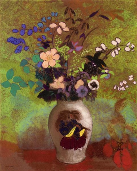 Vase with Japanese Warrior by Odilon Redon Realism Art dated 1905