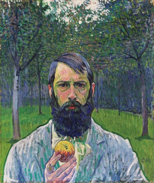 Self Portrait with Apple by Cuno Amiet Art Nouveau (Modern) Art dated 1903