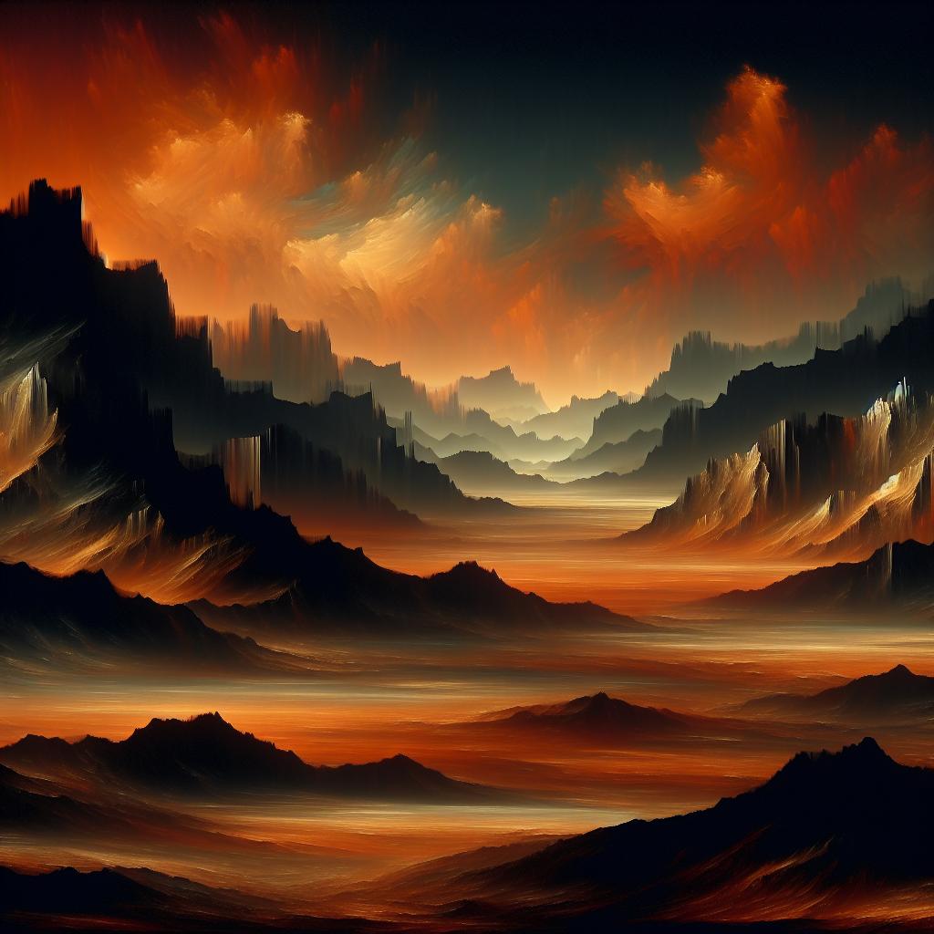 Aurora Nigram Vastum: Majestic and Mysterious Landscape Oil Painting