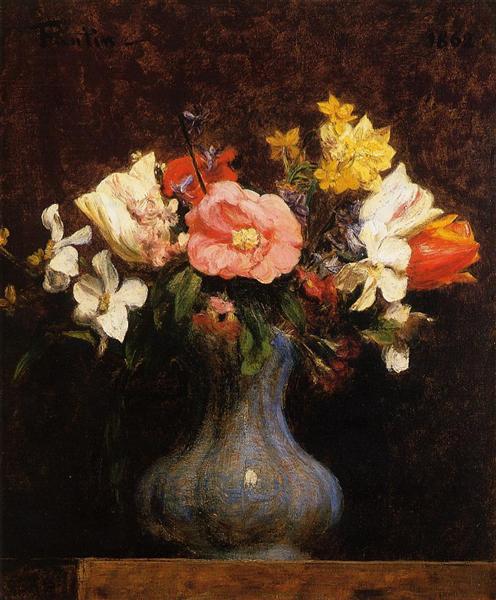 Flowers Camelias and Tulips by Henri Fantin-Latour Realism Art dated 1862