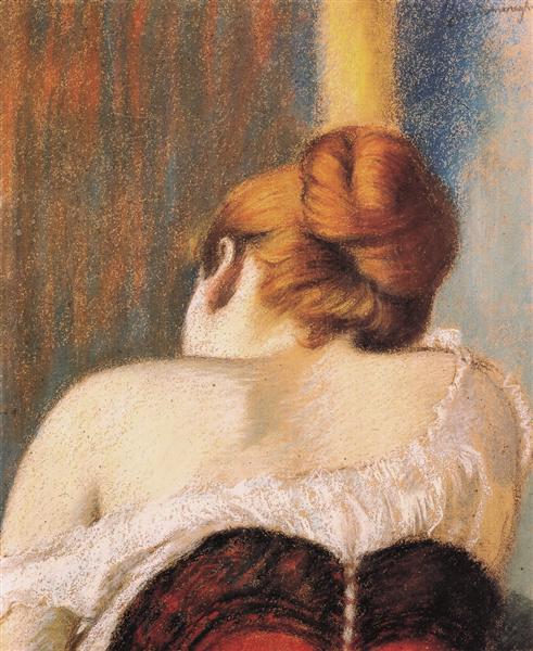 Woman in corset by Federico Zandomeneghi Impressionism Art dated 1900