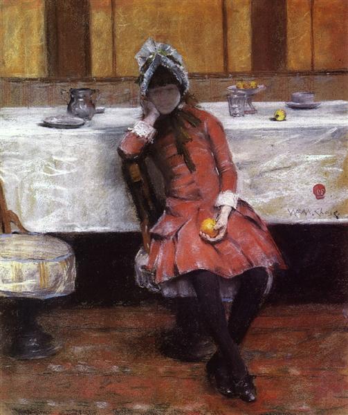 Sketch on a Young Girl on Ocean Steamer by William Merritt Chase Impressionism Art dated 1883