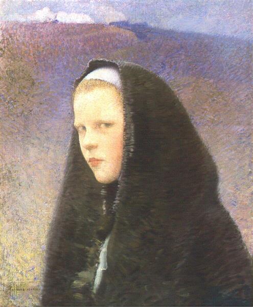 Young Brittany Girl by Charles Sprague Pearce Divisionism Art