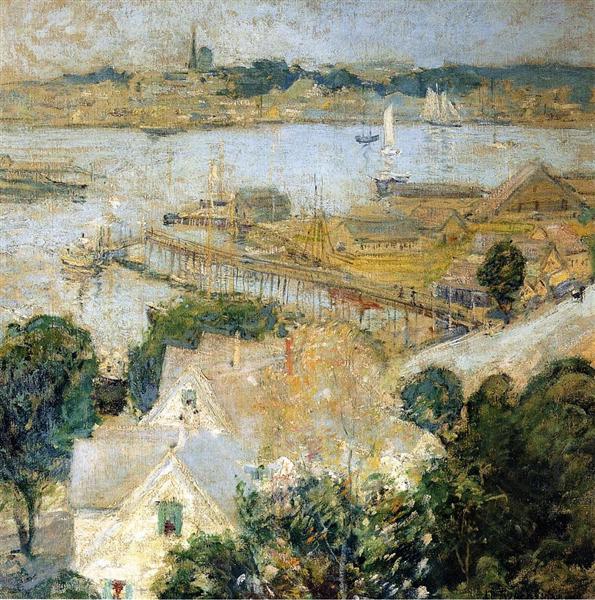 Gloucester Harbor by John Henry Twachtman Impressionism Art dated 1900