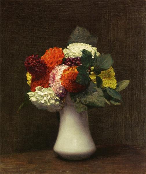 Dahlias by Henri Fantin-Latour Realism Art dated 1872