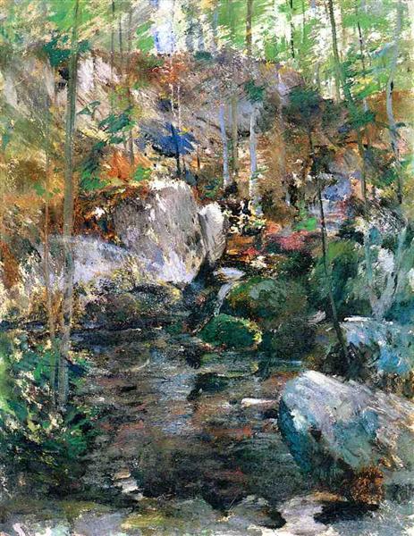 Woodland-Stream by John Henry Twachtman Impressionism Art