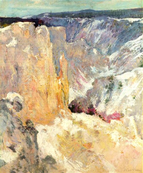 Canyon in the Yellowstone by John Henry Twachtman Tonalism Art dated 1895