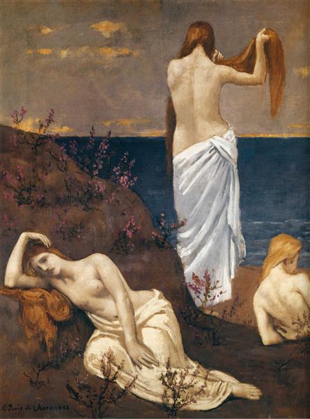 Young Girls by the Sea by Pierre Puvis de Chavannes Symbolism Art dated 1894