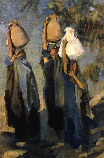 Bedouin Women Carrying Water Jars by John Singer Sargent Impressionism Art dated 1891