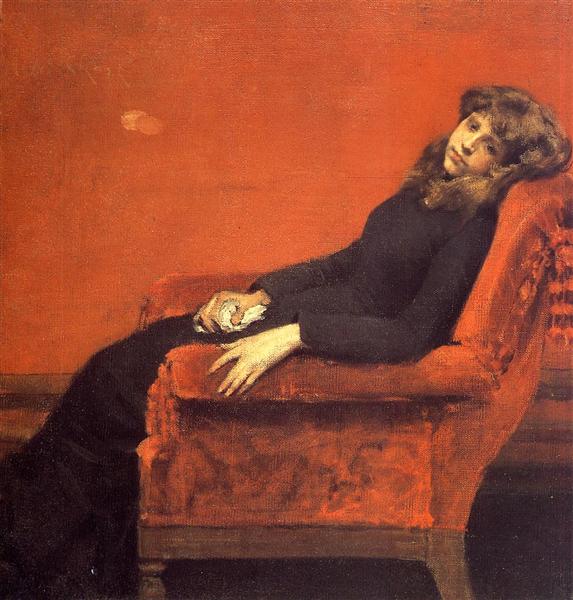 At her ease by William Merritt Chase Impressionism Art dated 1884